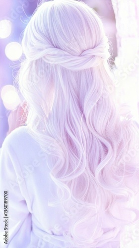 Wallpaper Mural Elegant blonde woman with long curly hair in soft white backdrop for fashion and beauty inspiration Torontodigital.ca