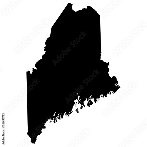 Black Sticker of Maine Map with Transparent Background