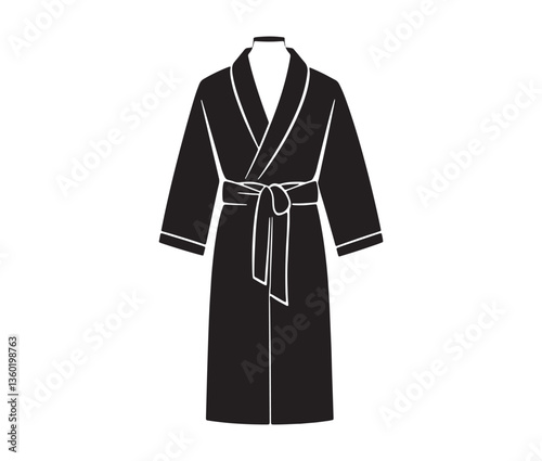 Elegant coat silhouette vector design. Stylish women's coat clipart. Winter outerwear black coat vector.