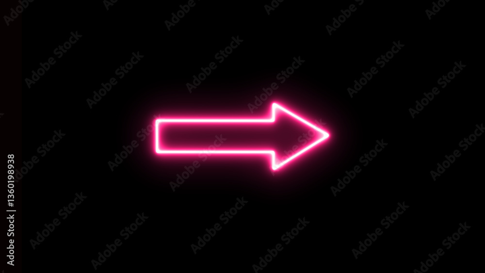 Neon futuristic arrow sign. neon arrow with glowing effect. glowing neon arrow pointer on black background Neon futuristic arrow sign. neon arrow with glowing effect. glowing neon arrow pointer on black background