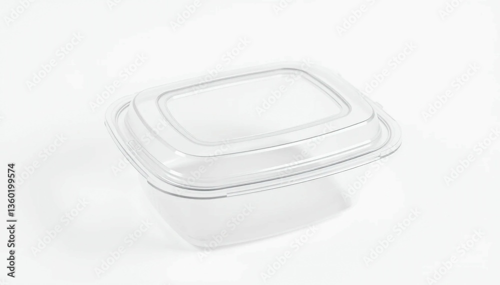 An isolated empty white plastic container suggests disposable food storage An isolated empty white plastic container suggests disposable food storage