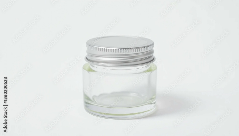 Isolated clear glass salt and pepper shakers, empty with white lids