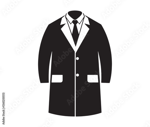 Elegant coat silhouette vector design. Stylish women's coat clipart. Winter outerwear black coat vector.