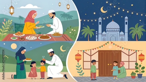  A depiction of unique Eid traditions from different cultures and countries.