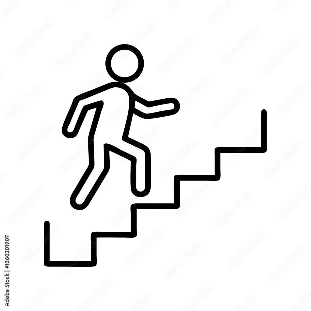 Line art person climbing stairs illustration Line art person climbing stairs illustration