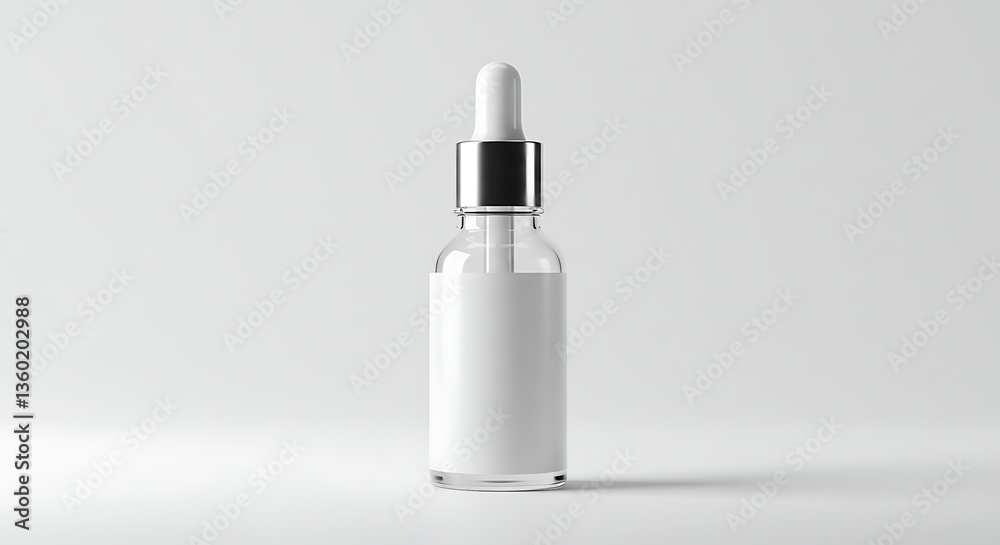 Close-Up Skincare Dropper Mockup. A detailed close-up mockup showcasing a dropper bottle for luxurious skincare cream, emphasizing texture, shadow, and pristine presentation on a white background Close-Up Skincare Dropper Mockup. A detailed close-up mockup showcasing a dropper bottle for luxurious skincare cream, emphasizing texture, shadow, and pristine presentation on a white background