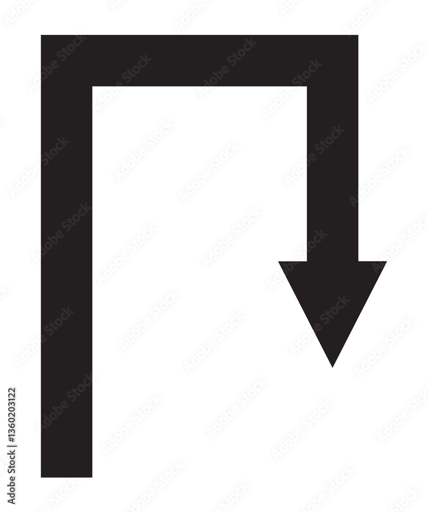 FLECHE DE RETOUR ORIENTEE VERS LE BAS - ILLUSTRATION VECTORIELLE