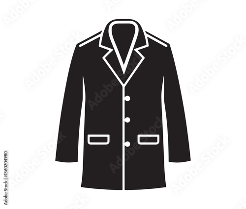 Elegant coat silhouette vector design. Stylish women's coat clipart. Winter outerwear black coat vector.