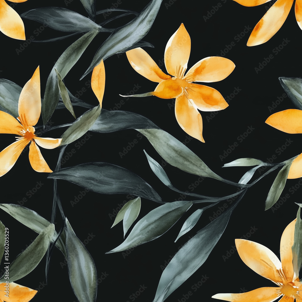 Fototapeta premium Flowers watercolor seamless pattern. Design for cover, fabric, textile, wrapping paper 