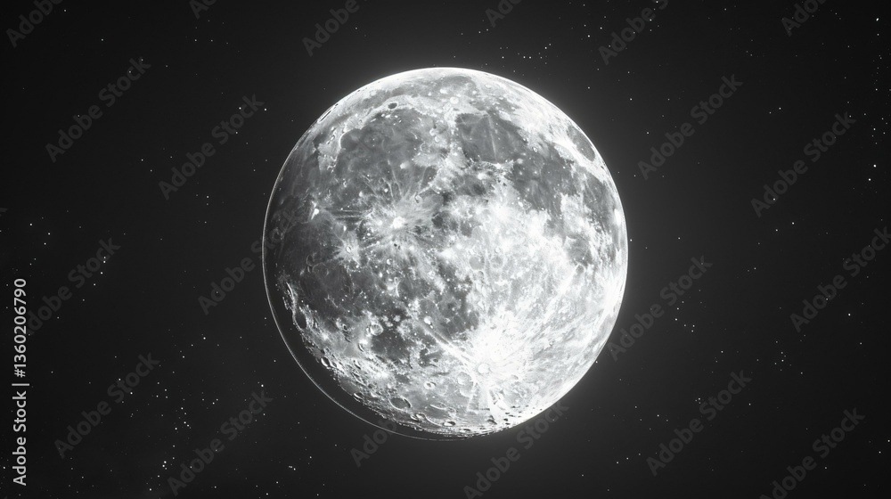 Fototapeta premium A large eerie moon with a sinister face, glowing with an unsettling aura, sharp details, surreal horror vibe