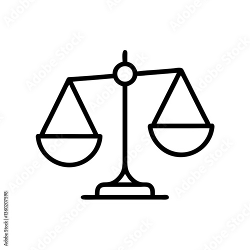 Balanced scale icon in black and white line art