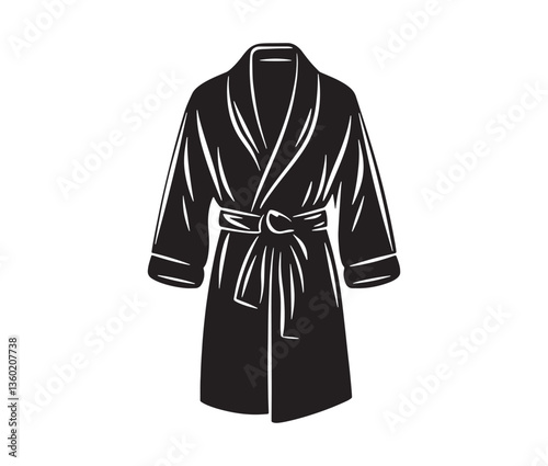 Elegant coat silhouette vector design. Stylish women's coat clipart. Winter outerwear black coat vector.