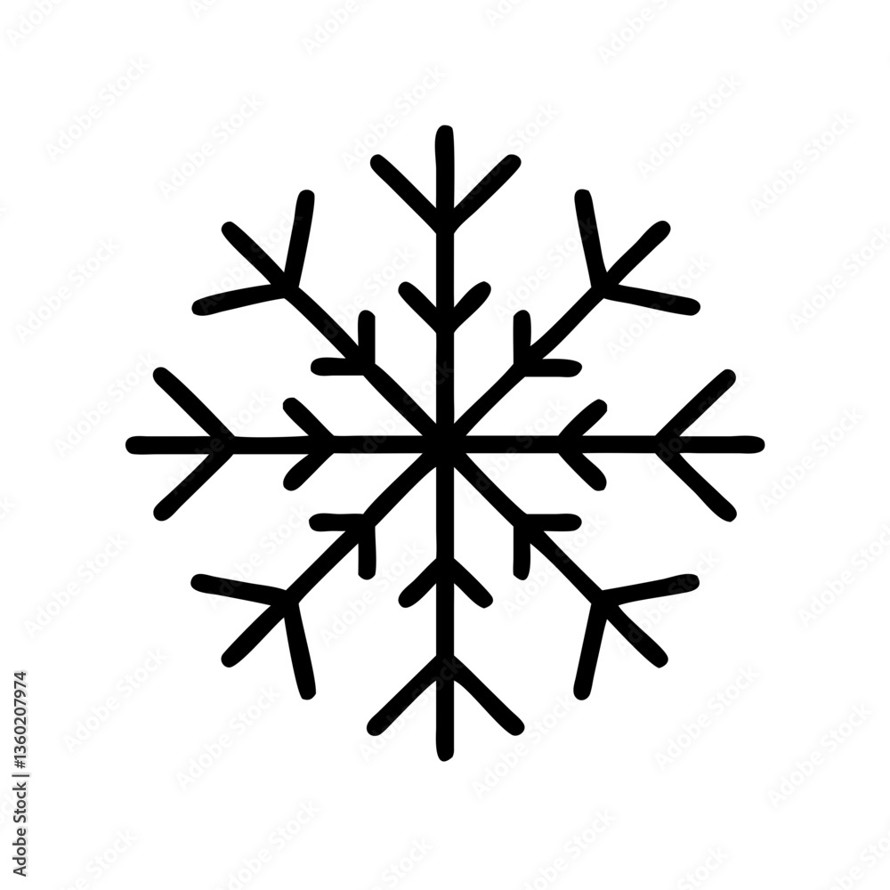 Snowflake Icon in Minimalist Black Line Style Snowflake Icon in Minimalist Black Line Style
