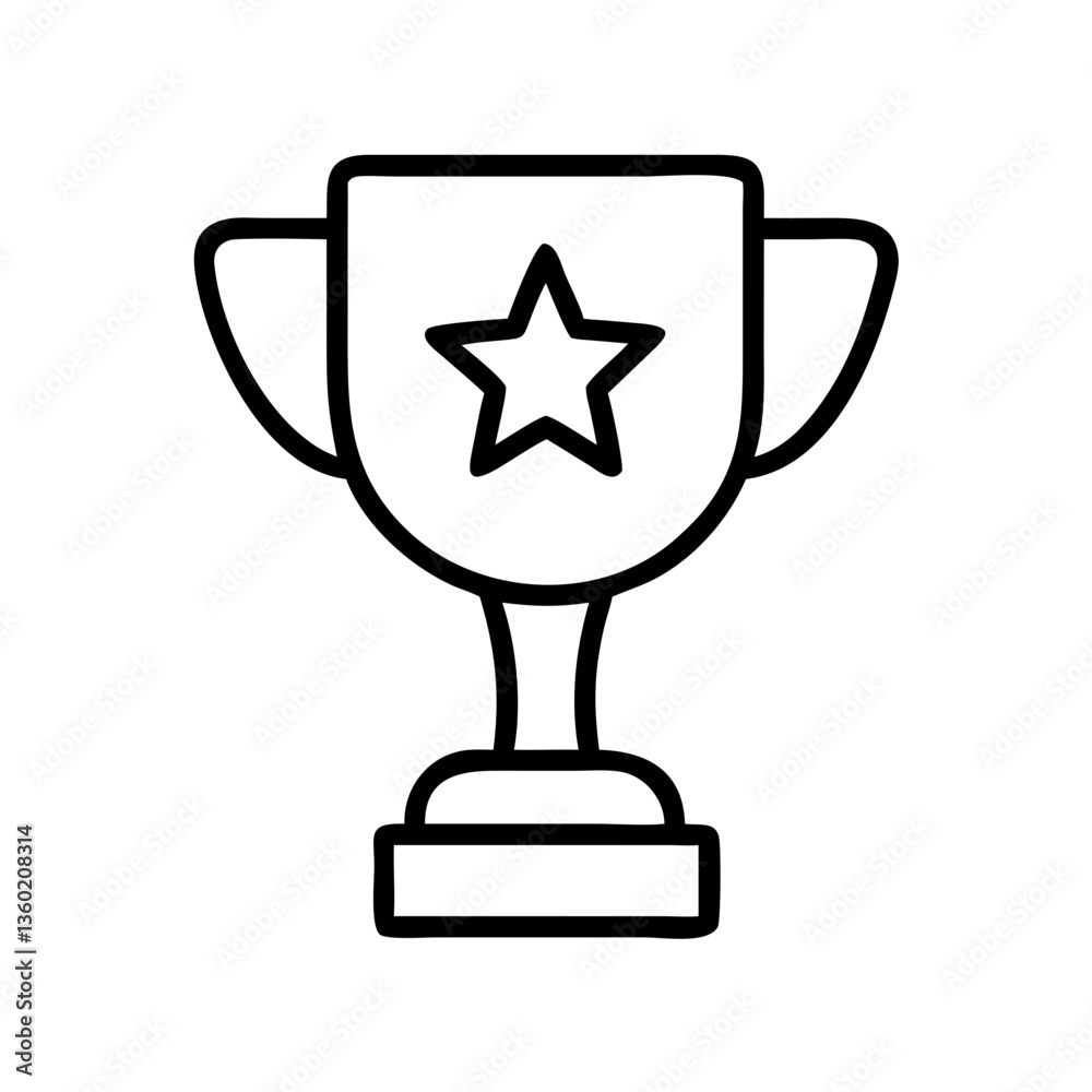 Trophy with Star Icon in Minimalist Black Line Style Trophy with Star Icon in Minimalist Black Line Style
