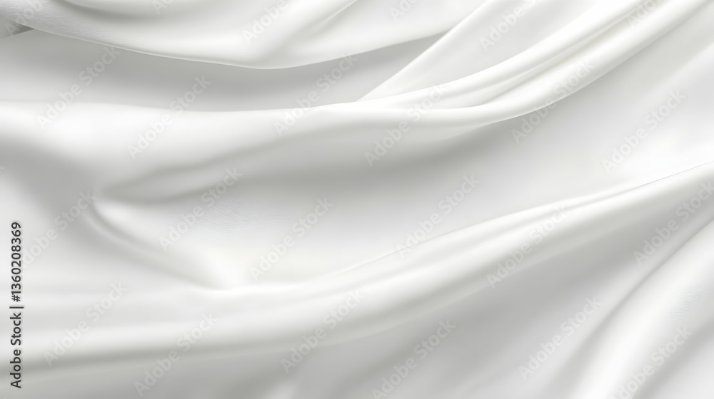 Flowing white fabric with soft folds and smooth texture creating an elegant background design