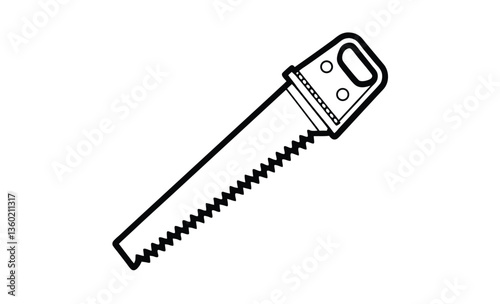 Two handed saw side view silhouette, Two-handed saw icon, Black silhouette, Horizontal side view, Vector simple flat graphic illustration, The isolated object on a white background