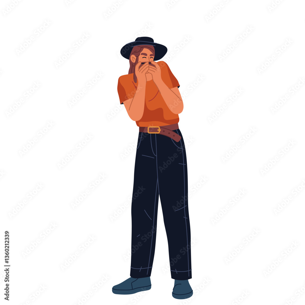 Vector blues player on harmonica. Musician with french harp or diatonic harmonicon. Jaw or mouth musical or sound instrument for improvisation. Stage entertainment and solo tune. Acoustic play. Vector blues player on harmonica. Musician with french harp or diatonic harmonicon. Jaw or mouth musical or sound instrument for improvisation. Stage entertainment and solo tune. Acoustic play.