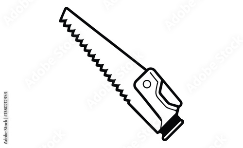 Two handed saw side view silhouette, Two-handed saw icon, Black silhouette, Horizontal side view, Vector simple flat graphic illustration, The isolated object on a white background
