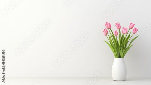 Wallpaper Mural Elegant arrangement of fresh pink tulips in a pastel vase for spring decor Torontodigital.ca