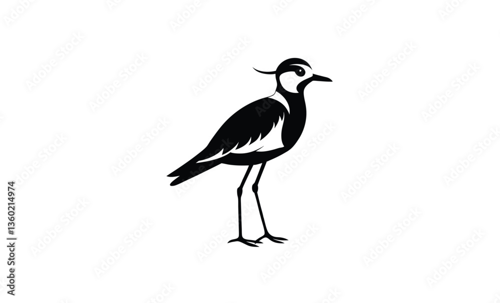Obraz premium Lapwing bird side view silhouette, Lapwing silhouette vector illustration 