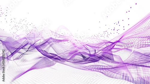 A purple and white background with a lot of lines and dots