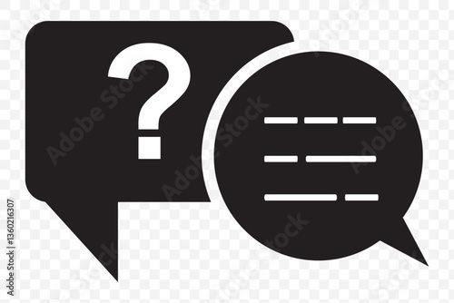 Chat question and answer icon set. Help peech bubble. Frequently asked questions symbols collection. Message speech bubble Q and A, question and answer icons vector element on Transparent Background. 