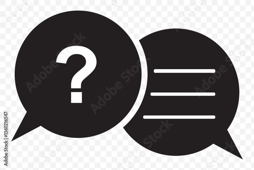 Chat question and answer icon set. Help peech bubble. Frequently asked questions symbols collection. Message speech bubble Q and A, question and answer icons vector element on Transparent Background. 