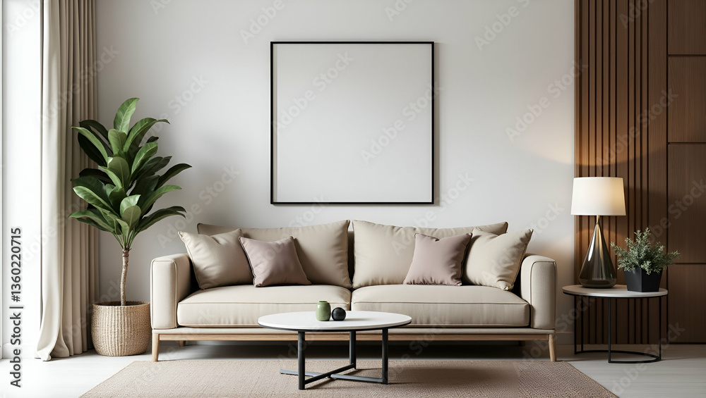 Stylish Sofa Arrangement with Picture Frame for Cozy Living Space Stylish Sofa Arrangement with Picture Frame for Cozy Living Space