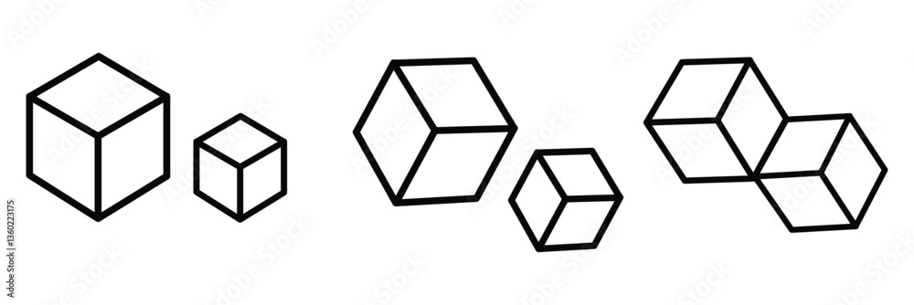 Cube icon Simple thin outline. cube icon set. Cube icon Simple thin outline. cube icon set.