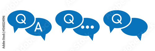 Comment question line icon set. Message speech bubble Q and A, question and answer icons vector element eps 10.