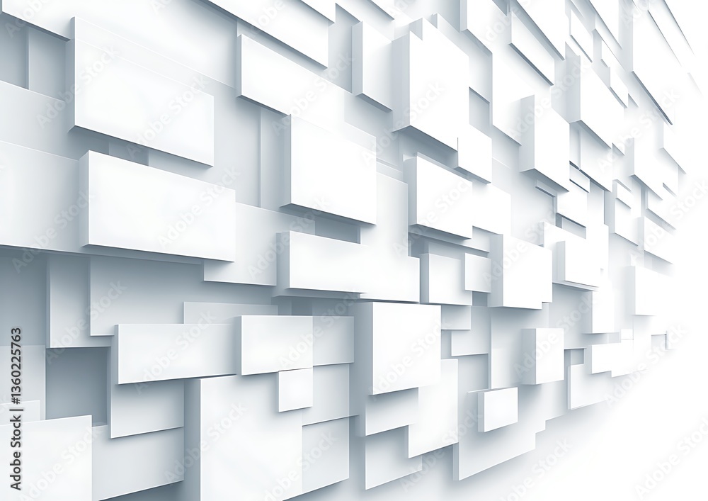 Fototapeta premium White Rectangular Three Dimensional Blocks Creating An Architectural Design