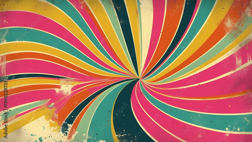 Retro Abstract Artwork with Bold Curving Lines and 70s Vintage Aesthetic Retro Abstract Artwork with Bold Curving Lines and 70s Vintage Aesthetic