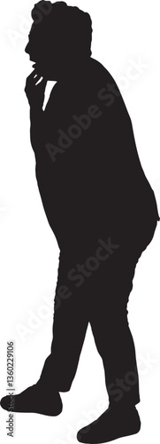 Vector silhouette of side view of a senior woman with open mouth showing surprise