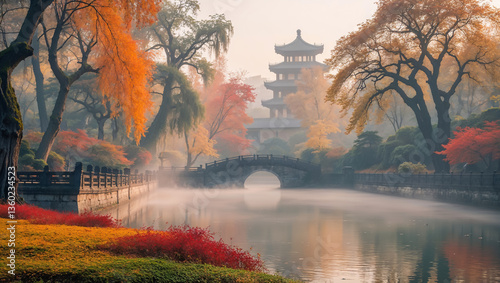 amazing Yuanmingyuan Park Beijing China autumn photo