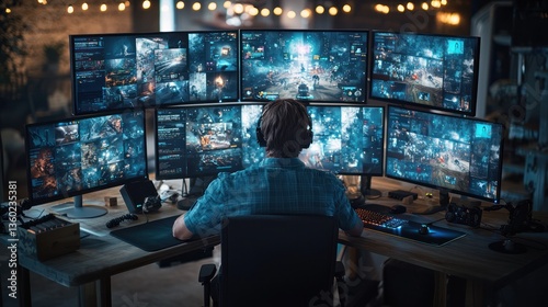 Gamer workstation with multiple monitors