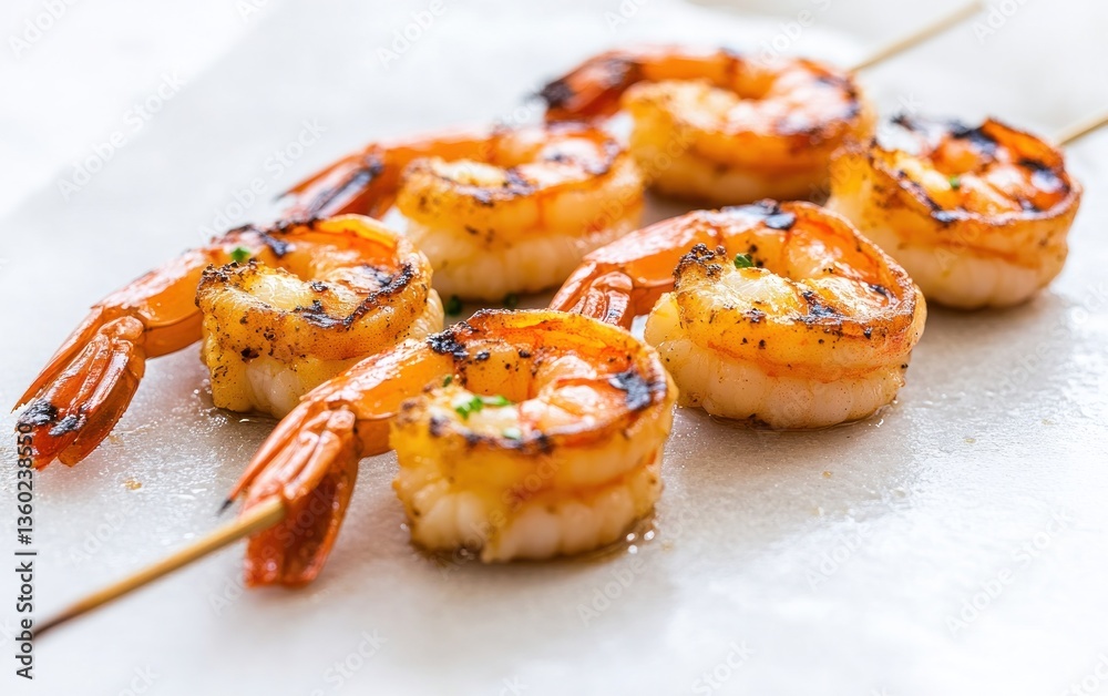 Succulent Grilled Shrimp Skewers on Parchment Paper Succulent Grilled Shrimp Skewers on Parchment Paper