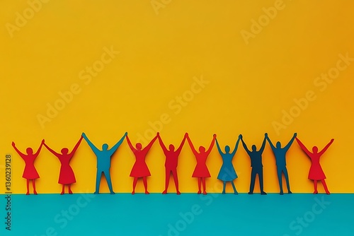 Diverse Colorful Paper People Celebrating Unity