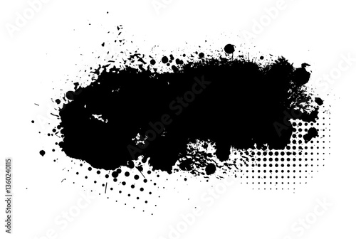 Splatter Paint Texture . Black Spray Blot of Ink. Place illustration Over any Object to Create Grungy Effect . hand drawn. Not AI, Vector.