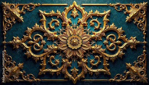 Intricate golden arabesque mandala Luxurious Islamic design for print , motif, east, spiritual