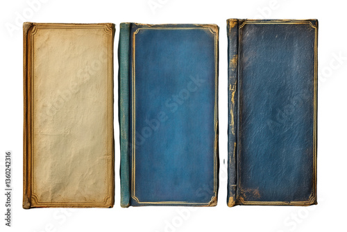 A collection of vintage books, showcasing different colored covers and textures, perfect for backgrounds or educational themes.