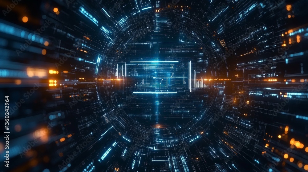 Obraz premium Abstract Futuristic Data Tunnel Design