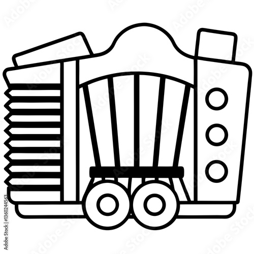Accordion locomotive line art vector illustration