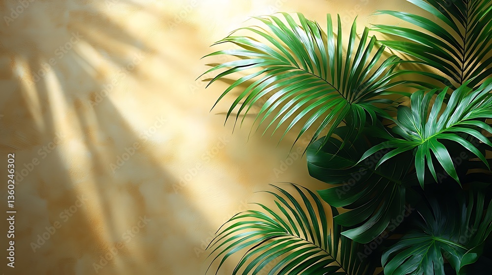 Fototapeta premium Palm leaves botanical nature illustration high resolution picture
