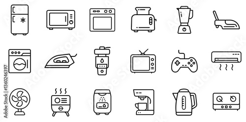"Appliance Line Icon Representing Household Devices, Technology, and Modern Living Essentials in a Clean and Functional Linear Design"
