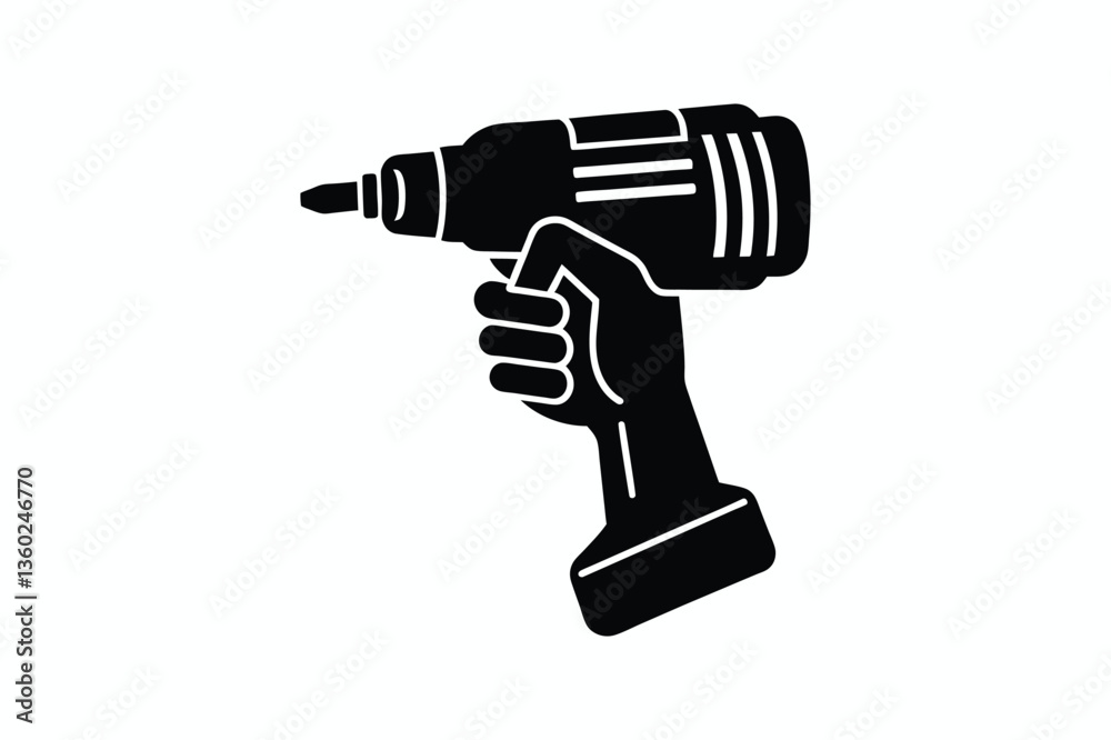 labour day vector silhouette with Wrench, hammer, helmet tools icon and drill machine labour day vector silhouette with Wrench, hammer, helmet tools icon and drill machine