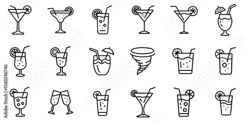 "Cocktail Line Icon Representing Stylish Drinks, Bar Culture, and Cocktail Parties in a Clean and Modern Linear Design"