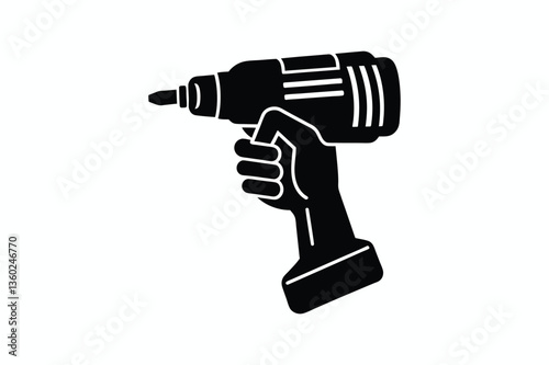 labour day vector silhouette with Wrench, hammer, helmet tools icon and drill machine 