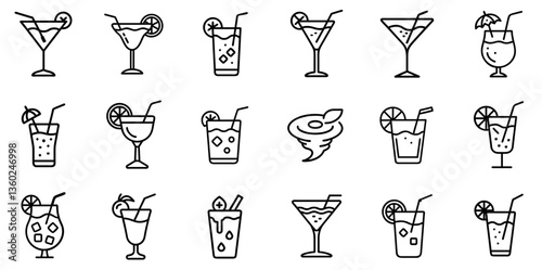 "Cocktail Line Icon Representing Stylish Drinks, Bar Culture, and Cocktail Parties in a Clean and Modern Linear Design"