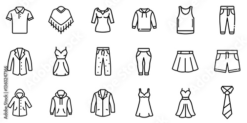 "Fashion Dress Line Icon Representing Elegant Apparel, Style Trends, and Outfit Designs in a Sleek and Minimal Linear Style"