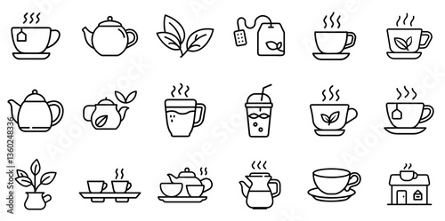 "Tea Line Icon Representing Hot Beverages, Relaxation, and Herbal Drinks in a Clean and Minimal Line Style"